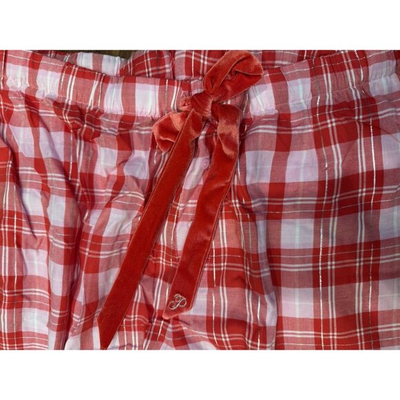 Victorias Secret XL Cotton Pajama Pants Pink Christmas Stripe Cabin Lounge NEW - Picture 4 of 14
